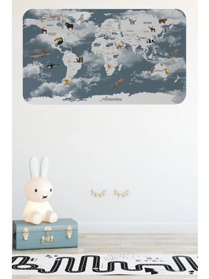 Beta Moda Hub Eğitici Dünya Haritası Dünya Atlası Çocuk ve Bebek Odası Duvar STICKER-85X130-3818