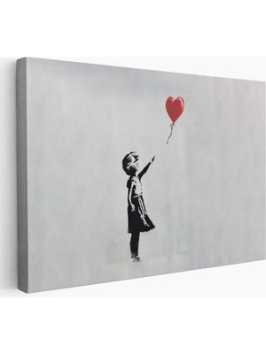 Beta Moda Hub Banksy Kırmızı Balonu Uçup Giden Kız Kanvas Tablosu-
