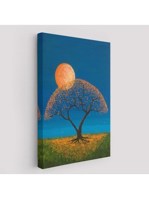 Beta Moda Hub Gece Ay Işığındaki Aşk Ağacı Dekoratif Duvar Tablosu-