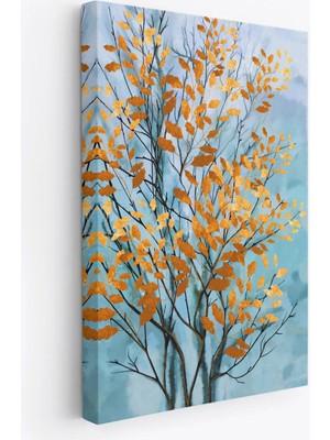 Beta Moda Hub Turuncu Yapraklar Soyut Dekoratif Kanvas Tbalo-