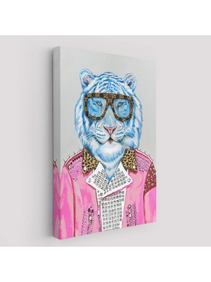 Beta Moda Hub Tüketim Bağımlısı Pembe Ceketli Kaplan Duvar Tablosu-