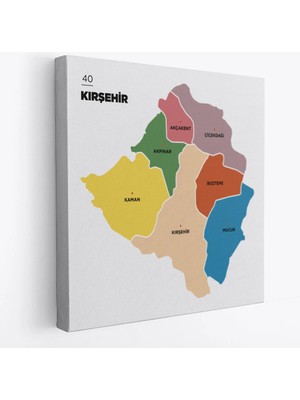 Beta Moda Hub Kırşehir Ili ve Ilçeler Haritası Dekoratif Kanvas Tablo