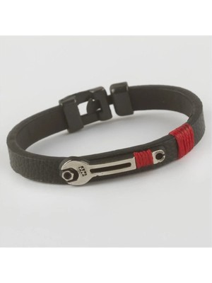 Aesco Anahtar Figürlü Kaliteli Suni Deri Bileklik