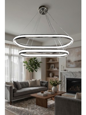 RS Collections Zümrüt Uzun Model 2 Katlı Salon - Oturma Odası Sarkıt LED Avizesi