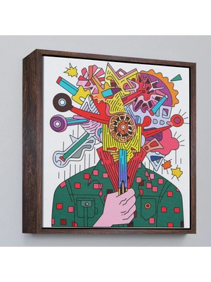 Beta Moda Hub Ahşap Çerçeveli Mekanik Adam Tablosu-