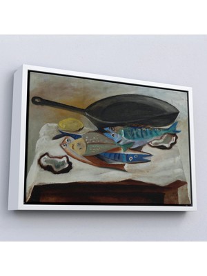 Beta Moda Hub Ahşap Çerçeveli Picasso-Balık ve Kızartma Tavası Tablo-