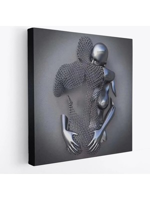 Beta Moda Hub Kanvas Tablo Gri ve Gümüş Duvar Dekoru, Metalik Efektli Kanvas Tablo-