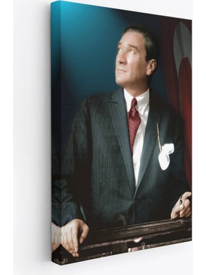 Beta Moda Hub Atatürk Portre Tablosu Mustafa Kemal Atatürk Dikdörtgen Dekoratif Kanvas Tablo-Co-