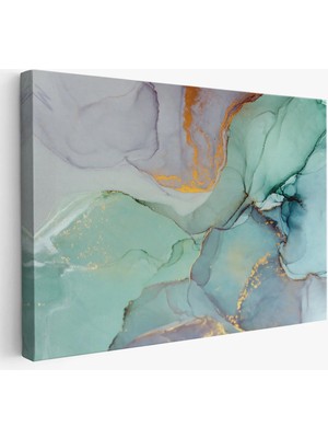 Beta Moda Hub Mürekkep ve Alkol Elementleri ile Mermer Deseni Verilmiş Kanvas Tablo-