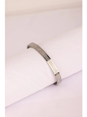 Beta Moda Hub Gümüş Renk Unisex Ayetel Kürsi Nalı Şerif Yazılı Çelik Bileklik Ayarlanabilir Paslanmaz Kararmaz