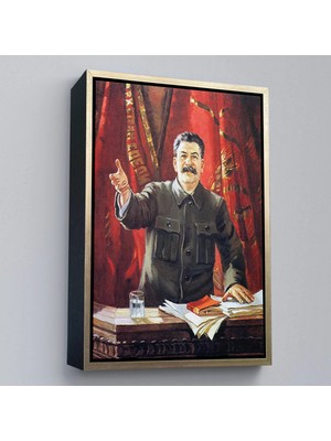 Beta Moda Hub Ahşap Çerçeveli Joseph Stalin Rusya ve Sovyetler Birliği Sscb Tablo-