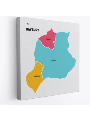 Beta Moda Hub Bayburt Ili ve Ilçeler Haritası Dekoratif Kanvas Tablo