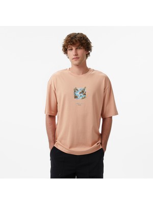 United4 Unıted4 Regular Fit Erkek Bej T-Shirt.pudra