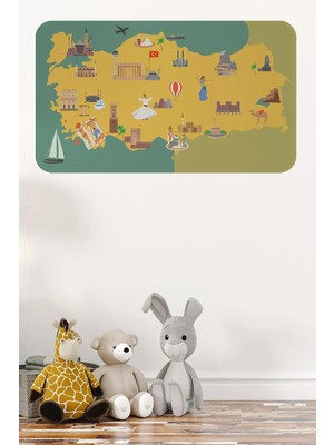 Beta Moda Hub Eğitici ve Öğretici Cocuk Odası Türkiye Haritası Duvar STICKER-85X130-3873
