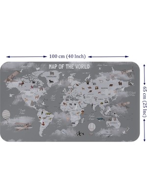 Beta Moda Hub Eğitici Dünya Haritası Dünya Atlası Çocuk ve Bebek Odası Duvar Sticker -60X105-3811
