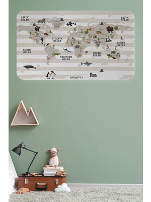 Beta Moda Hub Eğitici Dünya Haritası Dünya Atlası Çocuk ve Bebek Odası Duvar STICKER-85X130-3803