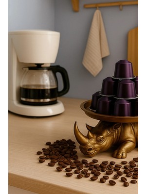 Beta Moda Hub Dekoratif Tasarım Gold Gergedan Sunum Not Pratik Gereç Vegan Üretim 14 x 14 cm