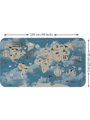 Beta Moda Hub Eğitici Dünya Haritası Dünya Atlası Çocuk ve Bebek Odası Duvar Sticker -60X105-3827
