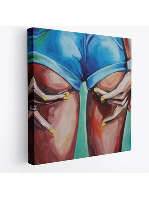 Beta Moda Hub Kadın Poposu Tablo, Renkli Kadın Kanvas Tablosu-