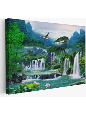 Beta Moda Hub Şelale Manzaralı Dekoratif Kanvas Duvar Tablosu-