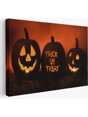 Beta Moda Hub Cadılar Bayramı Korkunç Kabak Kanvas Dekoratif Duvar Tablosu-