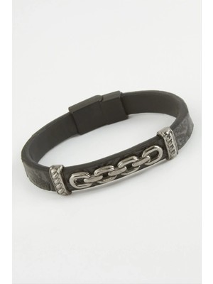 Aesco Zincir Kaliteli Mıknatıslı Suni Deri Bileklik