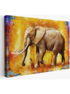 Beta Moda Hub Modern Sanat Tarzı Yürüyen Fil Yağlıboya Görünüm Kanvas Duvar Tablosu-