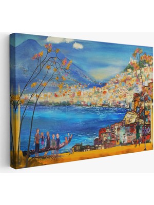 Beta Moda Hub Güney Italya Yağlıboya Görünüm Dekoratif Kanvas Duvar Tablosu-