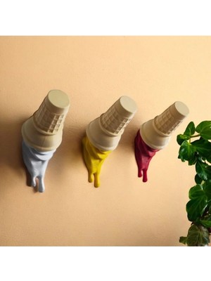 Beta Moda Hub Dekoratif Külah Askı Sarı Kırmızı Kahve 3'lü Set Takım