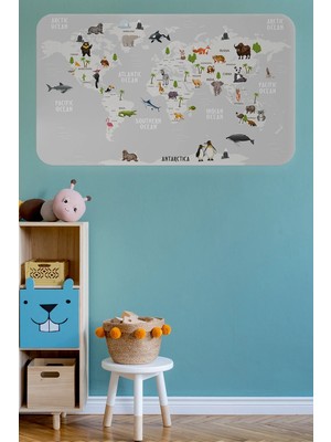 Beta Moda Hub Eğitici Dünya Haritası Dünya Atlası Çocuk ve Bebek Odası Duvar STICKER-85X130-3790