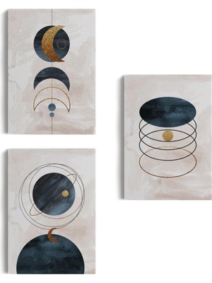 Beta Moda Hub Duvar Tablo Seti 3 Parça Suluboya Soyut Sanat Takımu Dekoratif Tablo-Ab-