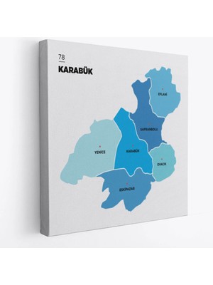 Beta Moda Hub Karabük Ili ve Ilçeler Haritası Dekoratif Kanvas Tablo