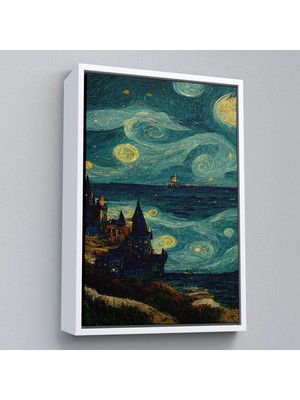 Beta Moda Hub Ahşap Çerçeveli Vincent Van Gogh Tarzı Dalgalı Deniz Tablosu-