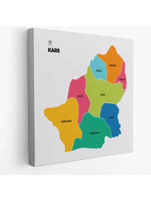 Beta Moda Hub Kars Ili ve Ilçeler Haritası Dekoratif Kanvas Tablo
