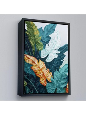 Beta Moda Hub Ahşap Çerçeveli Renkli Yapraklar Tablo-