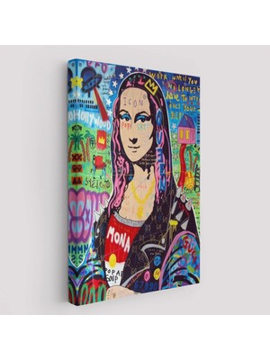 Beta Moda Hub Banksy Renkli Mona Lisa Kanvas Tablo, Pop Art, Sokak Sanatı, Kanvas Tablo-