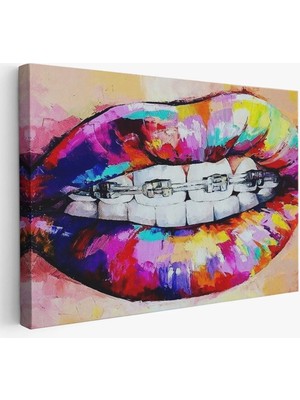 Beta Moda Hub Diş Teli ve Renkli Dudaklar Graffti Tablosu-