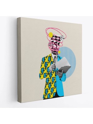 Beta Moda Hub Çizgi Roman Kahramanı Kahvesini Yudumluyor Pop Art Kanvas Tablo-