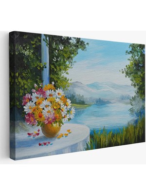 Beta Moda Hub Yaz Deniz Manzarası Yağlıboya Görünüm Dekoratif Kanvas Duvar Tablosu-