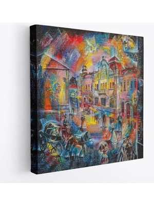 Beta Moda Hub Renkli Şehir Manzarası Kanvas Tablo-