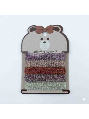 Moda Marifet 5'li Paket Simli ve Dokulu Esnek Lastik Toka Seti - Karışık Renkler