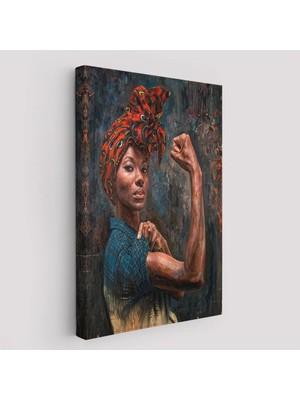 Beta Moda Hub Güçlü Siyah Kadın, Hippi Tarzı Kızlar Güç Feminist Kanvas Tablo-