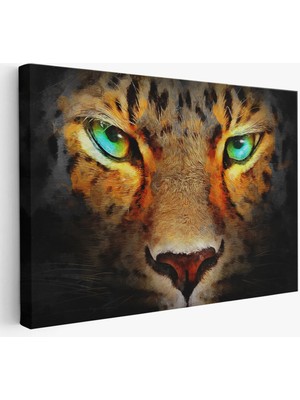 Beta Moda Hub Gerçekçi Çita Gözleri Yağlıboya Görünüm Kanvas Duvar Tablosu-