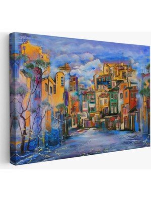 Beta Moda Hub Bulutlu Avlu Yağlıboya Görünüm Dekoratif Kanvas Duvar Tablosu-