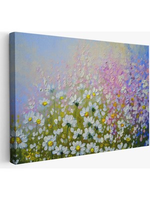 Beta Moda Hub Kır Çiçekleri Yağlıboya Görünüm Dekoratif Kanvas Duvar Tablosu-