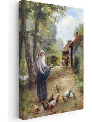 Beta Moda Hub Rus Köylüsü Kadın ve Tavukları Duvar Tablosu-