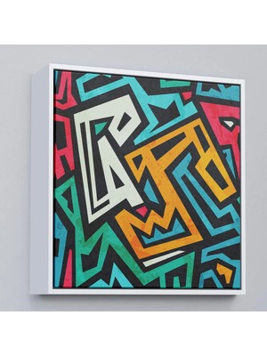 Beta Moda Hub Ahşap Çerçeveli Grunge Efektli Renkli Tablo-