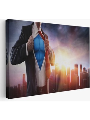 Beta Moda Hub Iş Adamı Süper Kahraman Dekoratif Kanvas Duvar Tablosu-