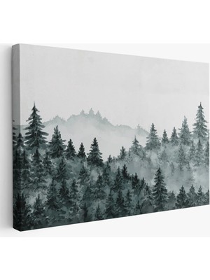 Beta Moda Hub Suluboya Görünümlü Orman Manzarası Dekoratif Kanvas Duvar Tablosu-