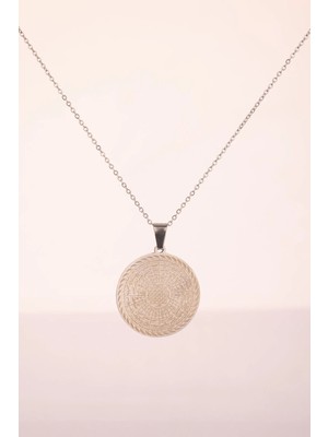 Beta Moda Hub Gümüş Renk Cennetül Esma Yazılı Çelik Kolye Kararmaz Paslanmaz Zincirli Unisex Kolye